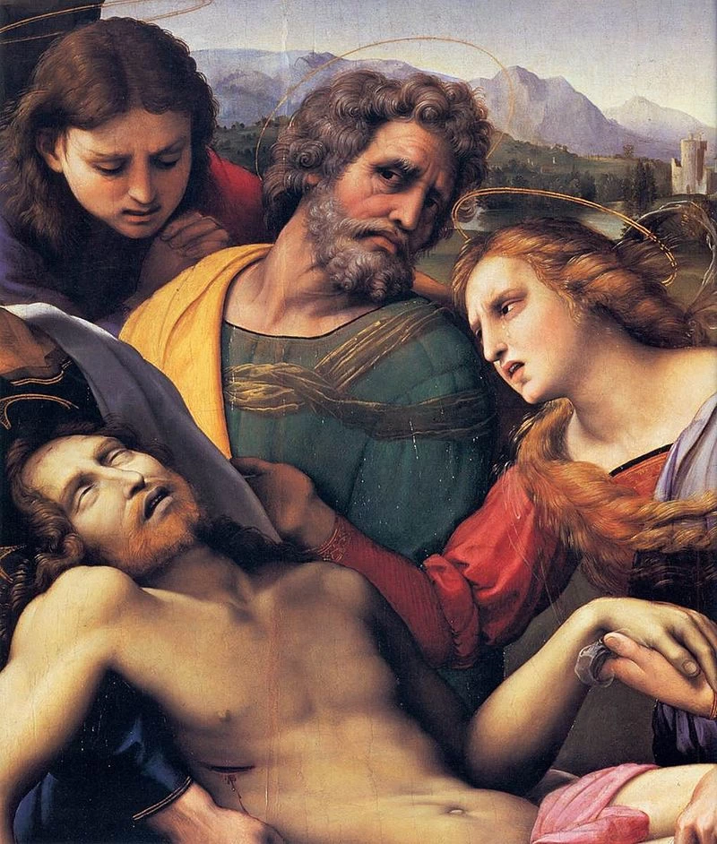 Sanzio - Deposizione Borghese 1507. Roma, Galleria Borghese, dettaglio